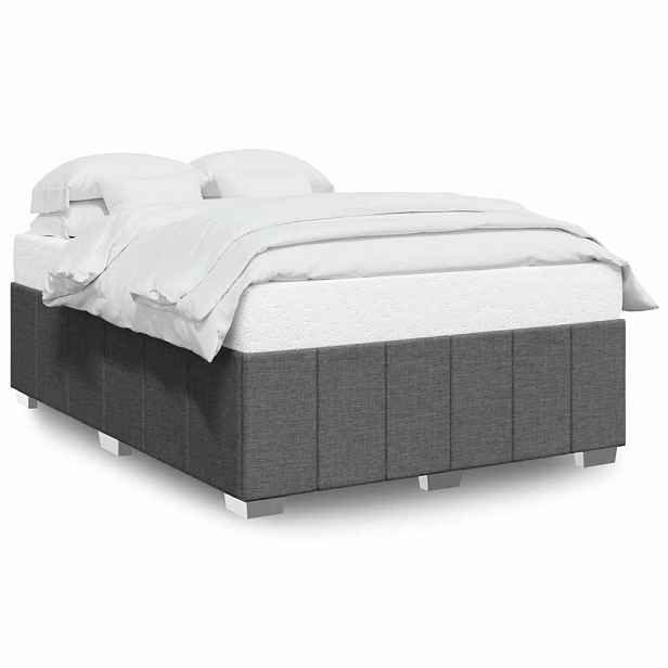 vidaXL Rám postele bez matrace tmavě šedý 140 x 190 cm textil