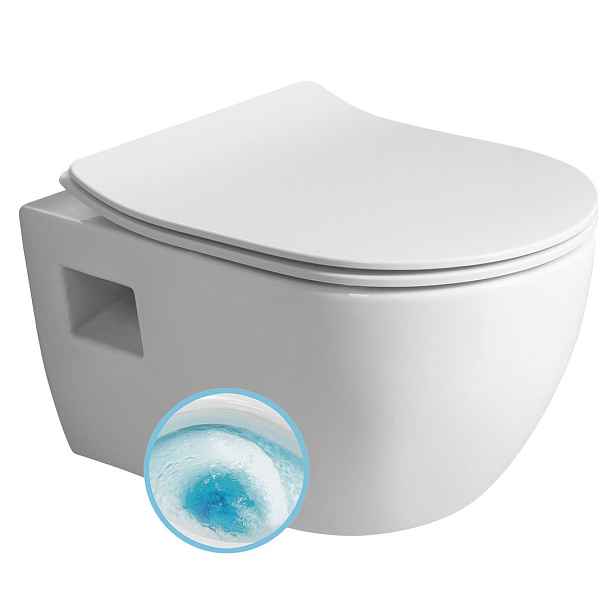 Bruckner LUNA závěsná WC mísa, Vortex Rimless, 35,5x49cm, bílá