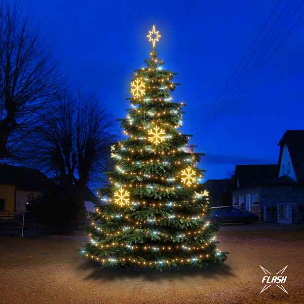 LED světelná sada na vánoční stromy vysoké 6-8 m, teplá bílá s Flash, dekory DZX1EFD02W