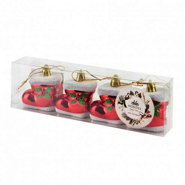 Mondex VÁNOČNÍ OZDOBY Santa Lila, 4dílná, plast, 5/3,5/6cm