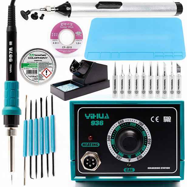 Pájecí Stanice Yihua 936 Páječka 10X Hrot 900 M Podložka Servis Elektronika