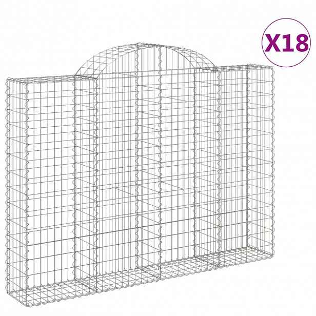 vidaXL Klenuté gabionové koše 18ks 200x30x140/160cm pozinkované železo