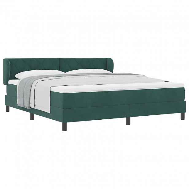 vidaXL Postel s boxspringem s čelo Tmavě zelená 180 x 200 cm samet
