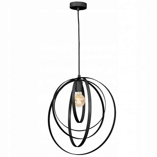 Černá závěsná lampa z kovových kroužků Ringo 1412 Luminex