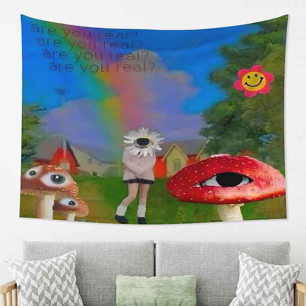 TEMU Tapiserie ve stylu Dreamcore s květinovým minimalistickým designem, pro estety, dekorace do ložnice, vhodná pro všechny svátky, perfektní dárek