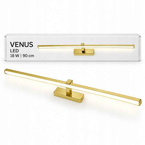 Zlatá nástěnná lampa Venus 18W 90 cm Led osvětlení zrcadla 4200K IP44