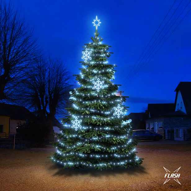 LED světelná sada na vánoční stromy vysoké 6-8 m, ledová bílá s Flash, dekory DZX0EFD05