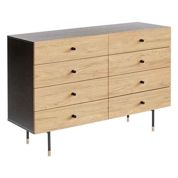 Nízká komoda v dekoru dubu v černé a přírodní barvě 130x87 cm Jugend – Woodman