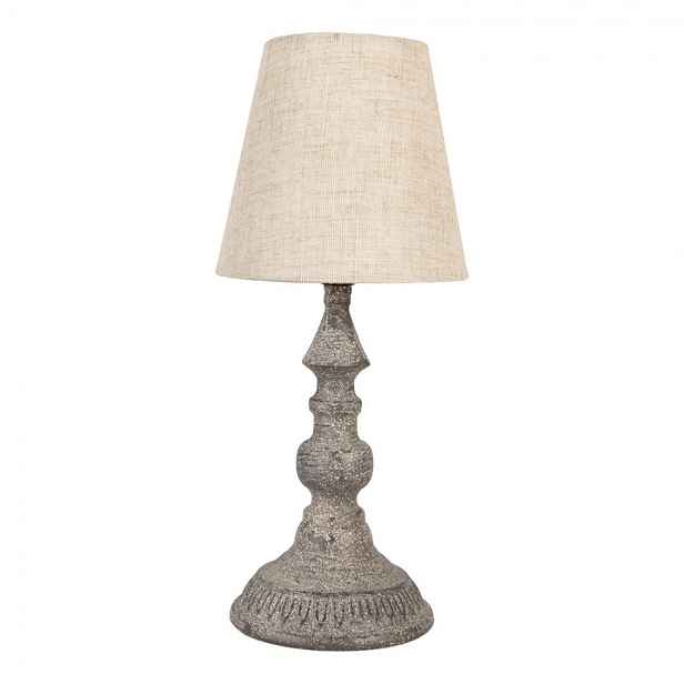 Šedá kovová lampička s béžovým stínidlem  - Ø 15*33 cm E14/ma* 1*60W Clayre & Eef