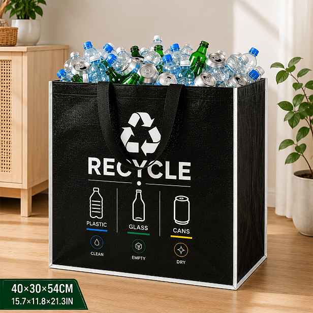 TEMU Skládací odpadkový koš s výsuvným designem - Odolný polypropylen, velká kapacita, přenosné držadla pro domácí kuchyni, kempování a recyklování -