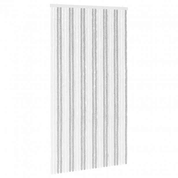 vidaXL Záclona proti hmyzu Chenille Světle šedá a bílá 118 x 220 cm