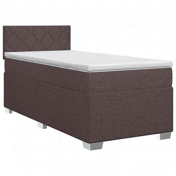 vidaXL Postel boxspring s matrací Tmavě hnědá 90 x 190 cm Textil