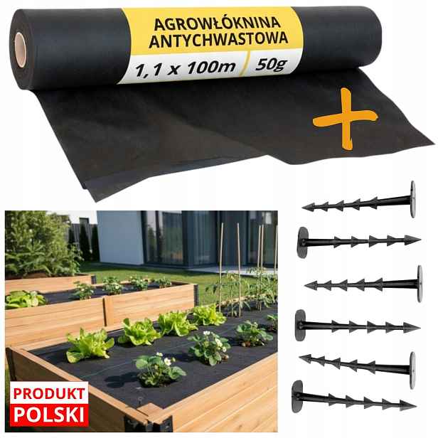 Agrotextilie 50 g/m2 1,1 m 100 m Uv ochrana trávníku kolíky