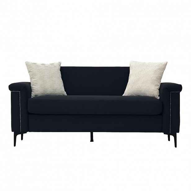 Redom POHOVKA 172/72/82 cm, 2místná, skandinávský design, masivní dřevo a kovové nohy, Černá