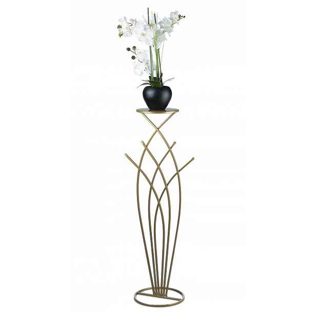 Stojanový květináč 100 cm, moderní zlatý stojan