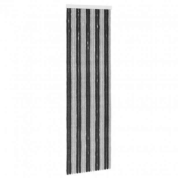 vidaXL Záclona proti hmyzu Chenille Šedá a černá 56 x 185 cm 100% PP