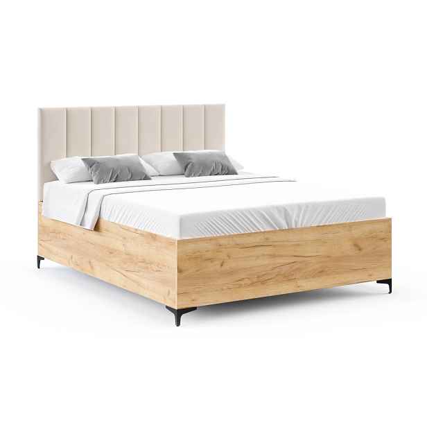 FDM Postel Sierra se zvedacím roštem Paris krémová/dub craft, velikost 90x200