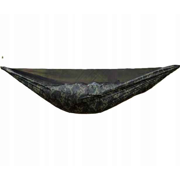 Houpací síť TigerWood Vážka V1 Single Zip Long s moskytiérou Camo