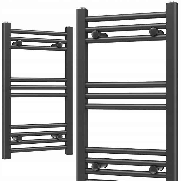 Koupelnový Radiátor Žebřík 400x700 232W 10 Žeber Černý Slim 40x70cm
