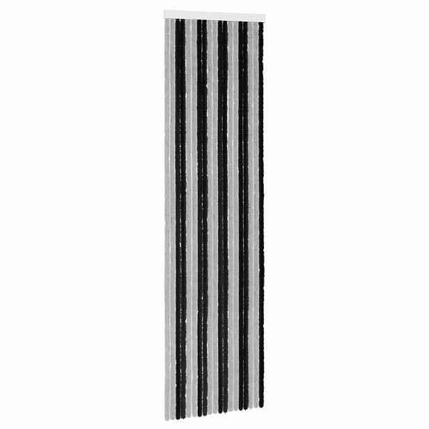 vidaXL Záclona proti hmyzu Chenille Šedá a černá 56 x 200 cm 100% PP