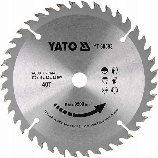 Vidiový Kotouč Na Dřevo 170X40TX16MM YT-60583 Yat