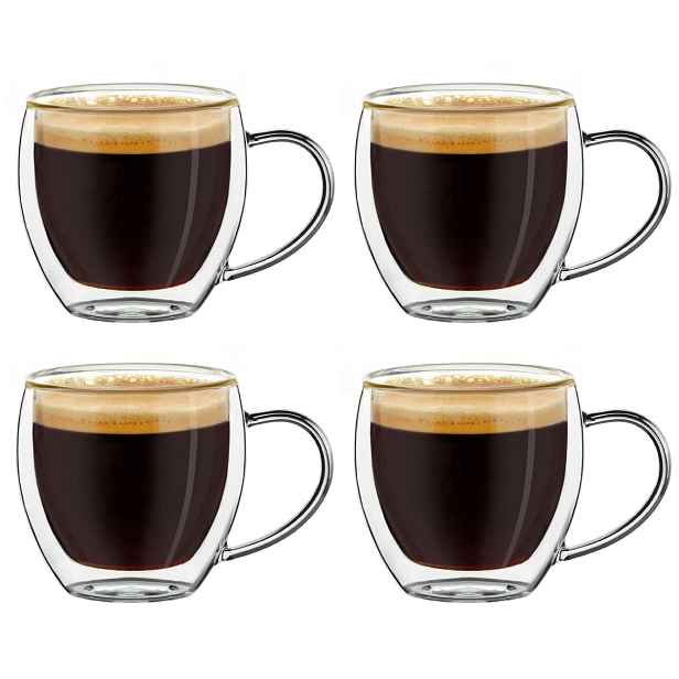 Lux Značkové 4x Sklenice S Dvojitou Stěnou Nafukovací Sklo 100 ml Espresso Cr
