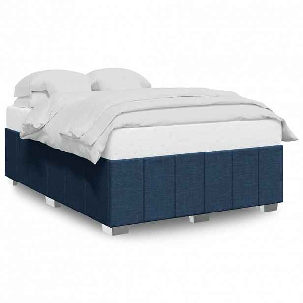 vidaXL Rám postele bez matrace modrý 140 x 190 cm textil