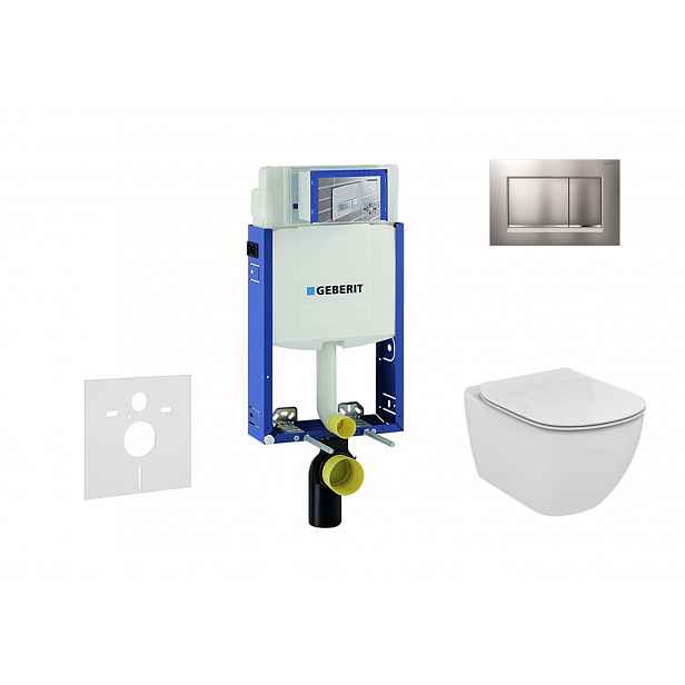 Geberit Kombifix - Set předstěnové instalace, klozetu a sedátka Ideal Standard Tesi, tlačítka Sigma20, matný chrom/chrom 110.302.00.5 NF7