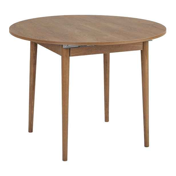 Kulatý rozkládací jídelní stůl s přídavnou deskou v dekoru dubu ø 100 cm Viona – Kalune Design