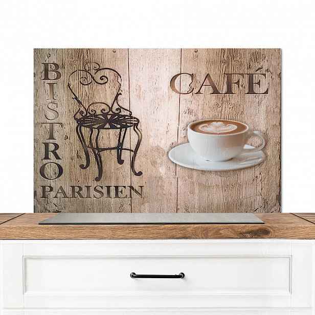 MuchoWow KUCHYŇSKÁ ZÁSTĚNA Bistro Parisien - Kavárna - Káva - Vintage 80x55 cm