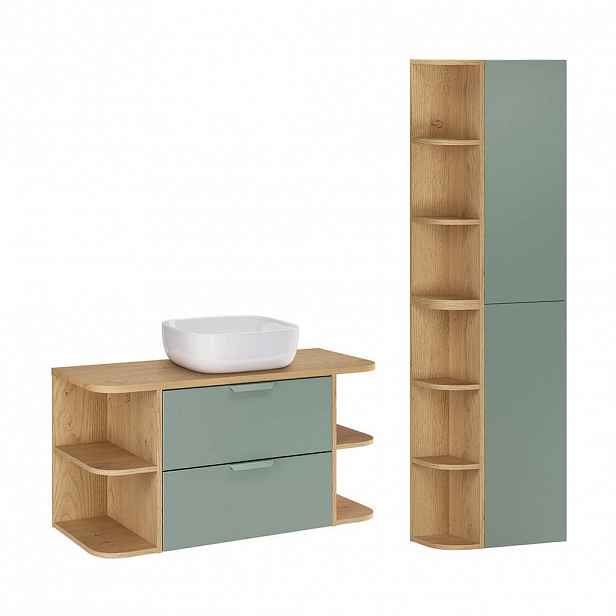 Petits-meubles KOUPELNOVÝ NÁBYTEK 100.4cm Oria 2er-Set Zelená