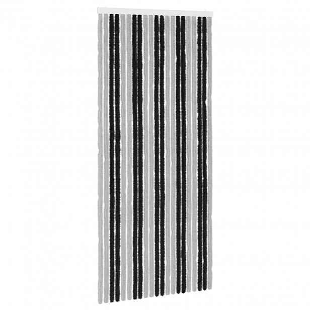 vidaXL Záclona proti hmyzu Chenille Šedá a černá 90 x 200 cm 100% PP