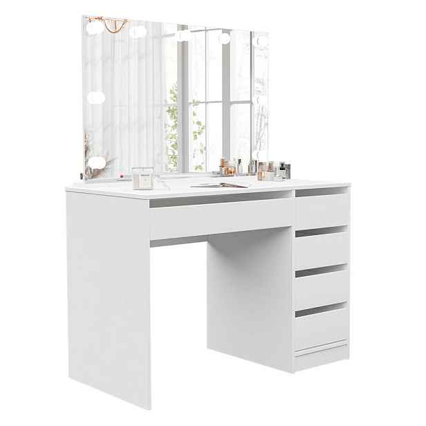 Idohome TOALETNÍ STOLEK Bella bílý 110 cm se zrcadlem a LED osvětlením