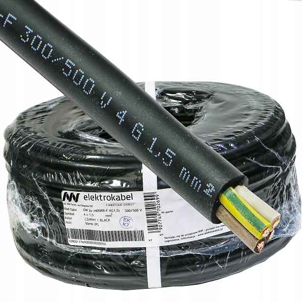 Kabel dílenský silový gumový Ow 4x1,5 50 m
