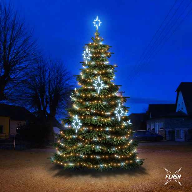 LED světelná sada na vánoční stromy vysoké 6-8 m, teplá bílá s Flash, ledová dekory DZX0141S2