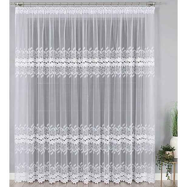 Mg Záclona žakár 648/107 Bílá ultramarínová 250x200 cm Šitá S Páskou M