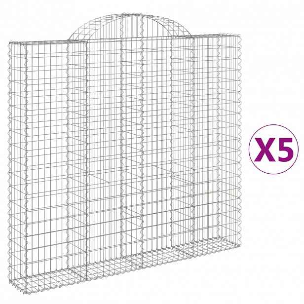 vidaXL Klenuté gabionové koše 5 ks 200x30x180/200cm pozinkované železo