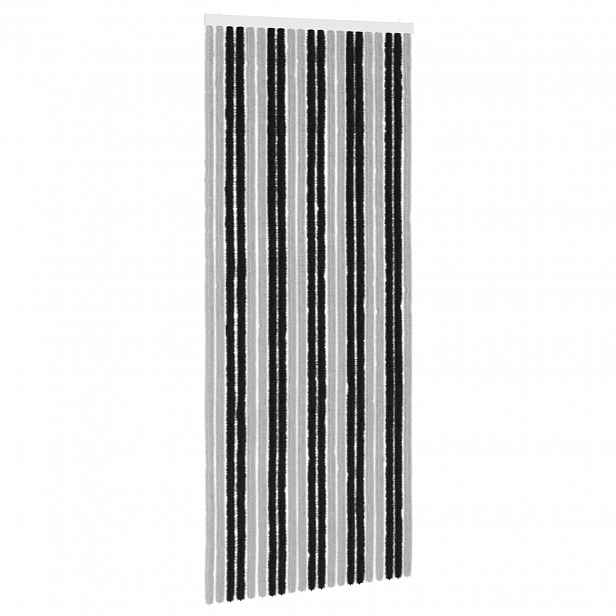 vidaXL Záclona proti hmyzu Chenille Šedá a černá 90 x 220 cm 100% PP