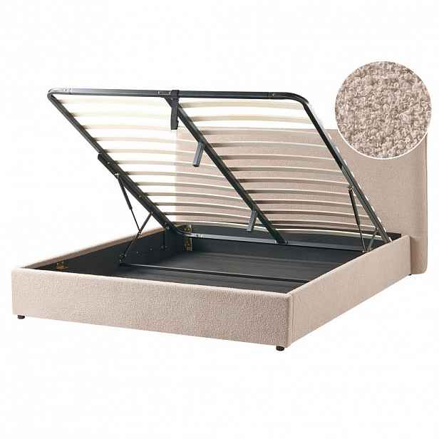 Beliani POSTEL s úložným prostorem 160/200 cm Taupe Lavaur