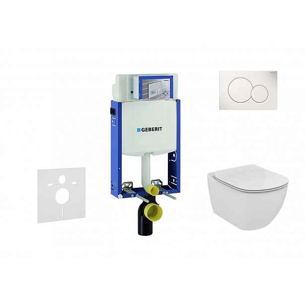 Geberit Kombifix - Set předstěnové instalace, klozetu a sedátka Ideal Standard Tesi, tlačítka Sigma01, alpská bílá 110.302.00.5 NF1