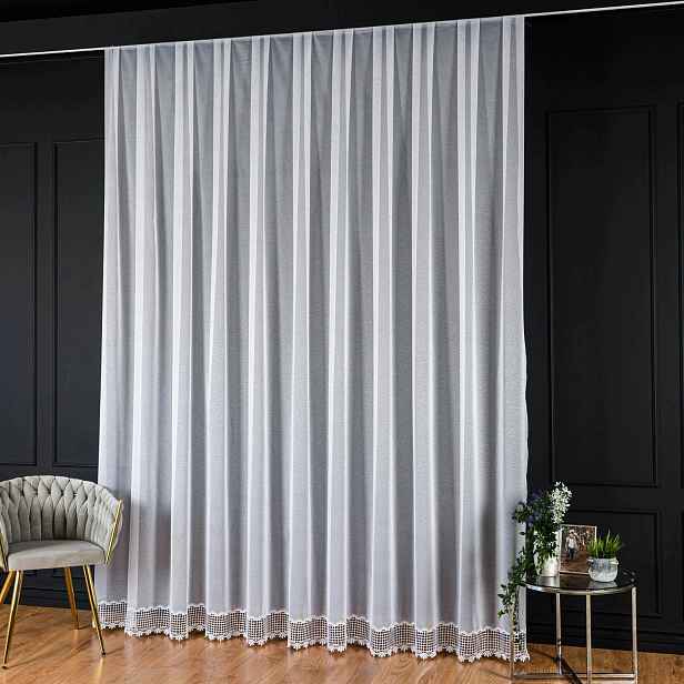 Markizeta Premium Bílá APL002 Enzo guipure dole Obšité Boky 200x300cm M