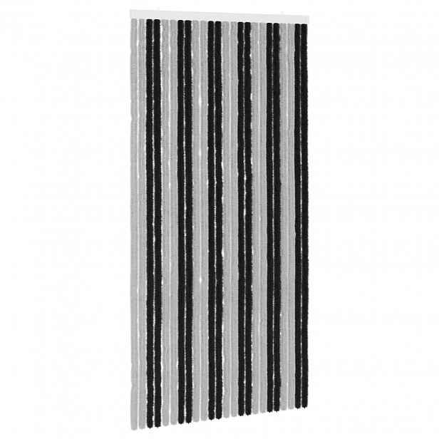 vidaXL Záclona proti hmyzu Chenille Šedá a černá 100 x 200 cm 100% PP
