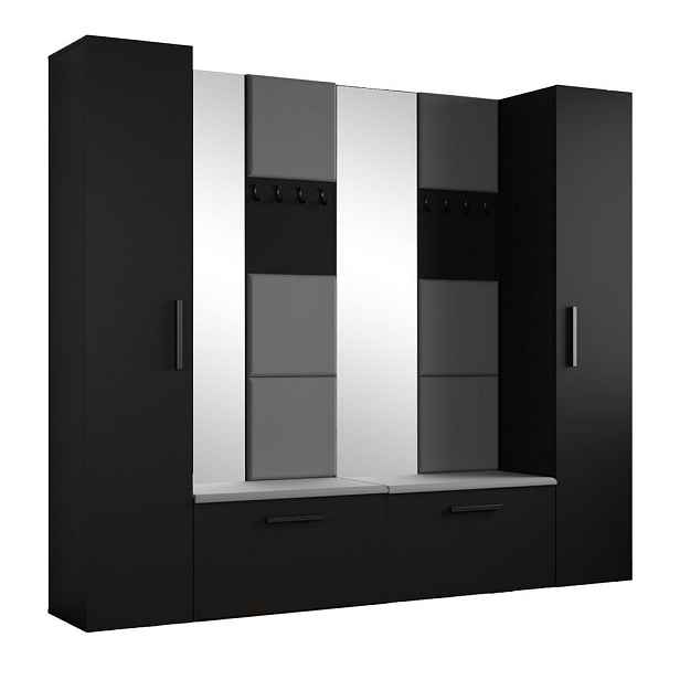 MASSENO MODERNÍ PŘEDSÍŇOVÁ SESTAVA MODULO, 241,2/204/40 cm, černá