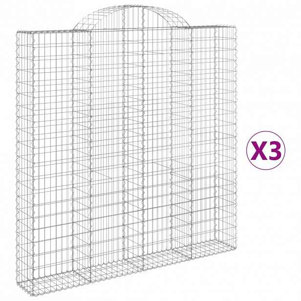 vidaXL Klenuté gabionové koše 3 ks 200x30x200/220cm pozinkované železo