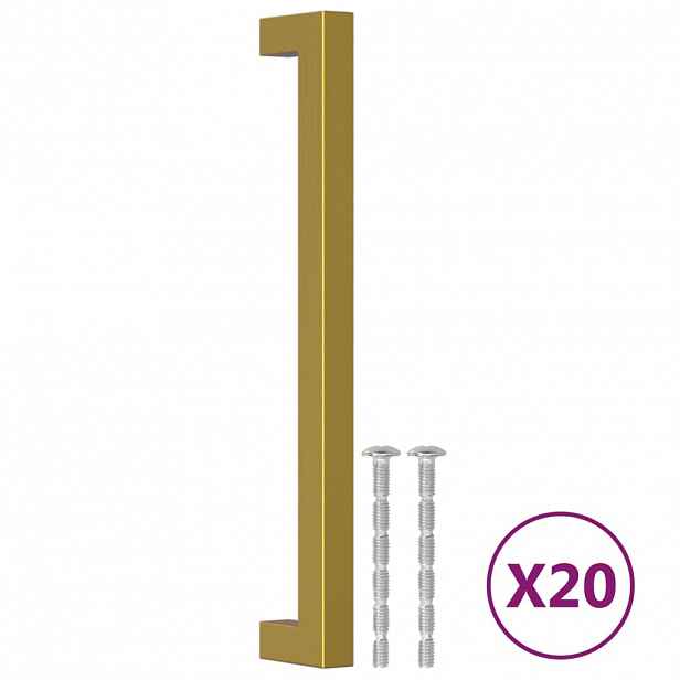 vidaXL Nábytkové úchytky 20 ks zlaté 192 mm nerezová ocel