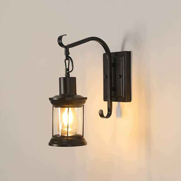 kinkiet scienny E27 lampa czarny ze szklanym kloszem vintage Comely
