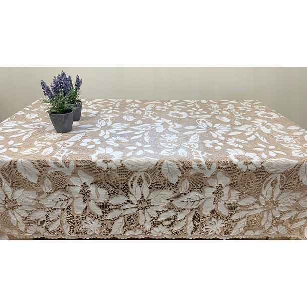 Vinylový Ubrus Z Krajky Pvc Béžový 138x350 cm