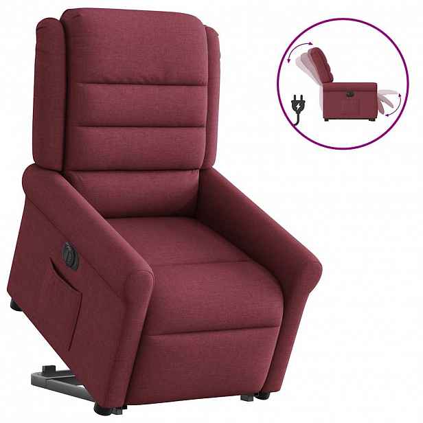 vidaXL Elektrické zvedací polohovací křeslo vínové textil
