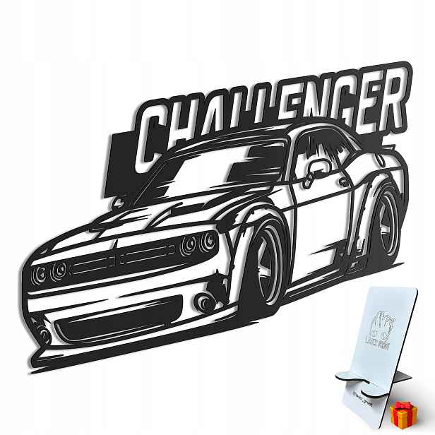 Dřevěný 3D obraz Dodge Challanger Nástěnná Dekorace Dárek XL