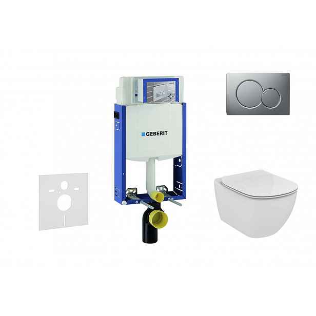 Geberit Kombifix - Set předstěnové instalace, klozetu a sedátka Ideal Standard Tesi, tlačítka Sigma01, matný chrom 110.302.00.5 NF3